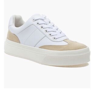 J/SLIDES Gabbie Women's Leather/Suede Cream and White Platform Chunky Sneakers
